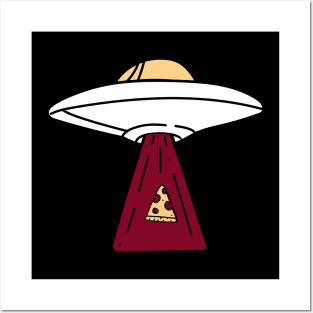 Alien UFO Spaceship Pizza Abducted Posters and Art